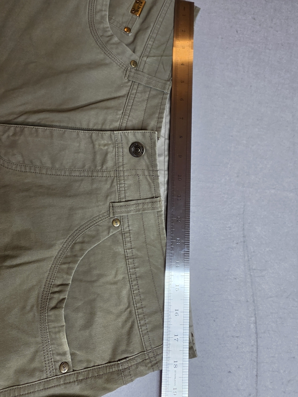 Kuhl Revolvr Pants Mens 35x34 Beige Vintage Patina Dye Side Pocket - Picture 7 of 11